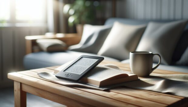 A person reading a book in a serene environment