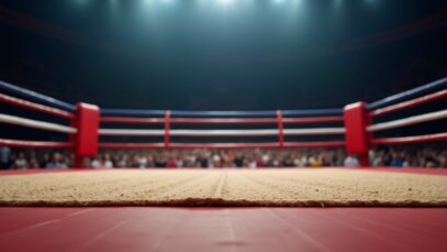 Boxers in the ring during a celebrity boxing match in Arlington