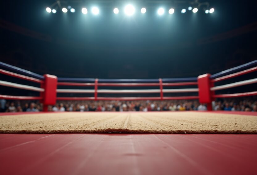 Boxers in the ring during a celebrity boxing match in Arlington