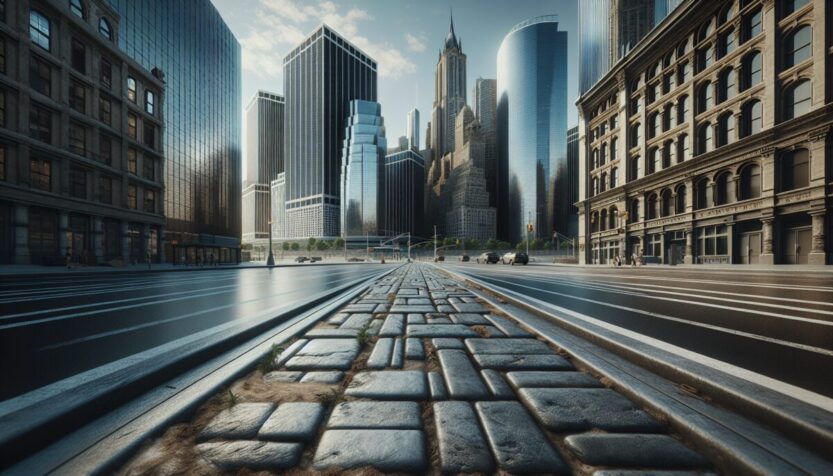 New York City skyline with political campaign posters