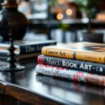 Vibrant contemporary art books displayed on a table