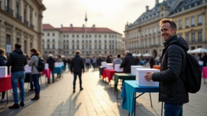 Image depicting security measures during election day