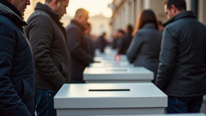 Votanti in fila per esprimere il loro voto durante le elezioni