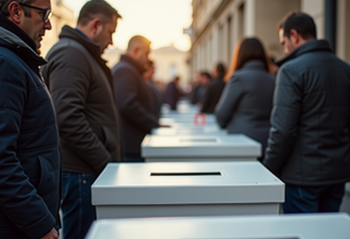 Votanti in fila per esprimere il loro voto durante le elezioni