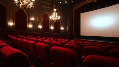 Audience enjoying a musical film in a modern cinema