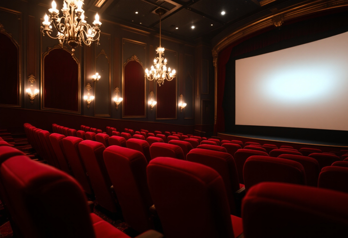 Audience enjoying a musical film in a modern cinema