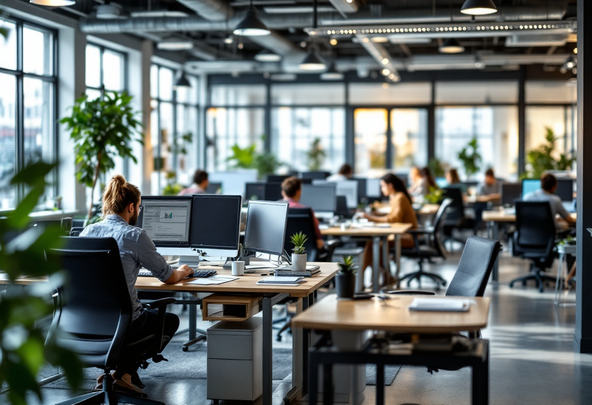 Federal employees working in an office environment