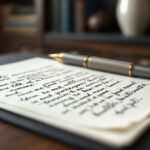 A vintage letter and pen on a wooden table