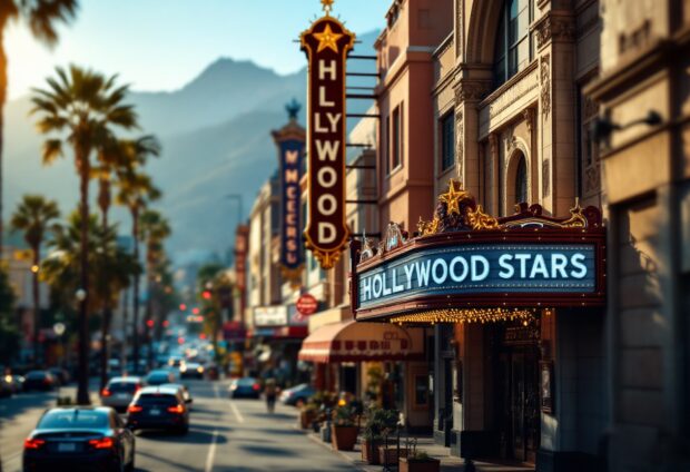 Trump with Hollywood ambassadors in a vibrant setting