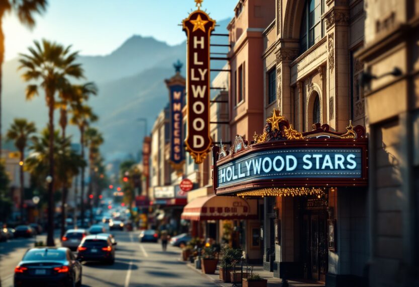 Trump with Hollywood ambassadors in a vibrant setting